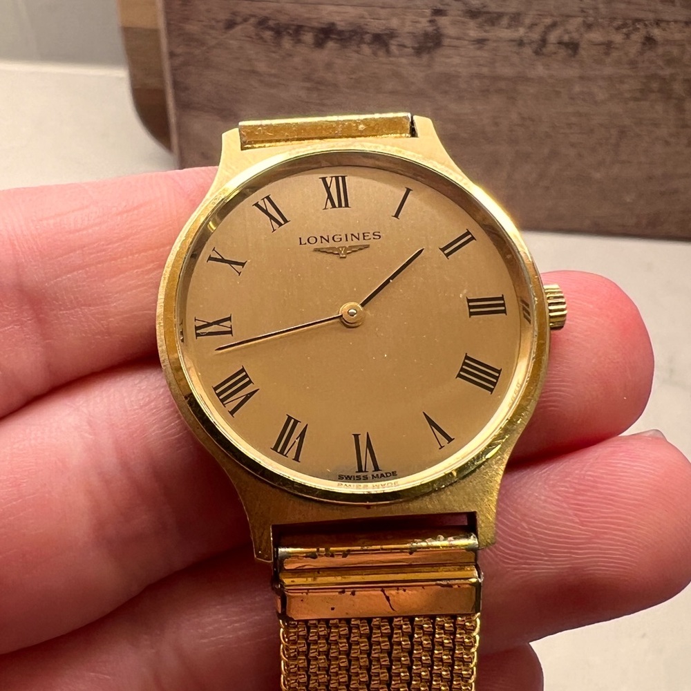 Vintage Longines Gold Watch Mens Manual Winding Roman Numeral